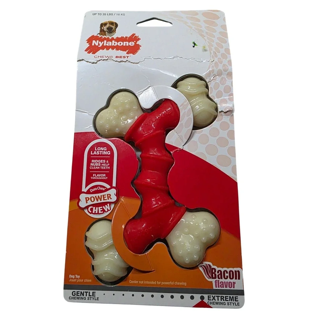 Nylabone DuraChew Power Chew Double Bone Wolf Bacon Flavor NBB503P NWT
